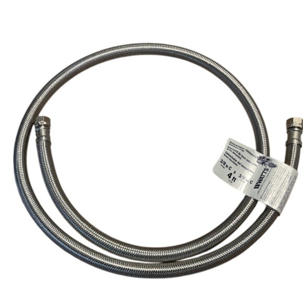 Watts Dishwasher Connector Home 4ft Silver New Stainless Steel 3/8in C Braided